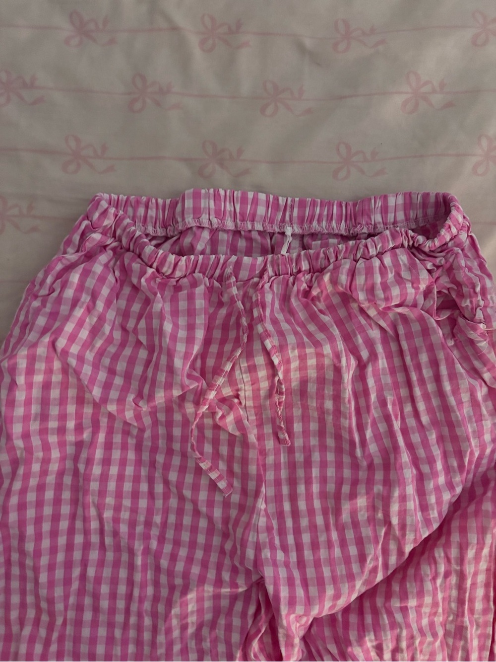 Primark Pink and White Gingham Drawstring Pants